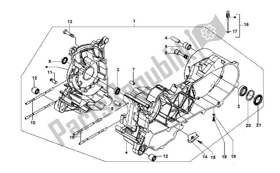 Tutte le parti per il Carter del Piaggio LX 4V Touring 45 KM H 50 2000 - 2010