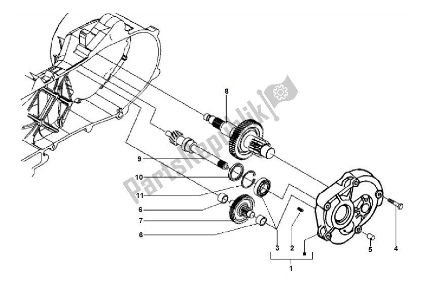 All parts for the Overbrenging of the Piaggio LX 4V Touring 45 KM H 50 2000 - 2010