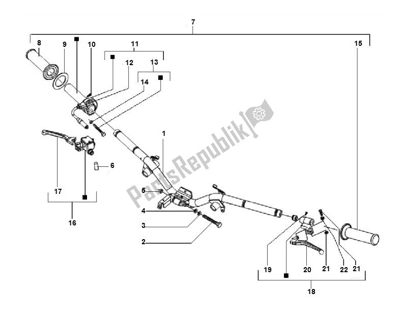 All parts for the Stuurdelen of the Piaggio LX 4V Touring 45 KM H 50 2000 - 2010