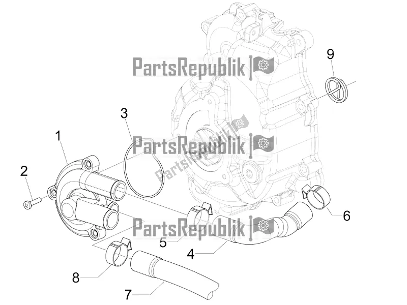 Alle onderdelen voor de Koelere Pomp van de Piaggio Beverly 300 IE ABS 2016