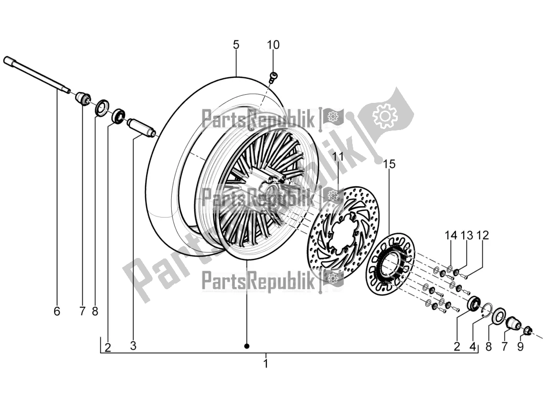 All parts for the Front Wheel of the Piaggio Beverly 300 IE ABS 2016