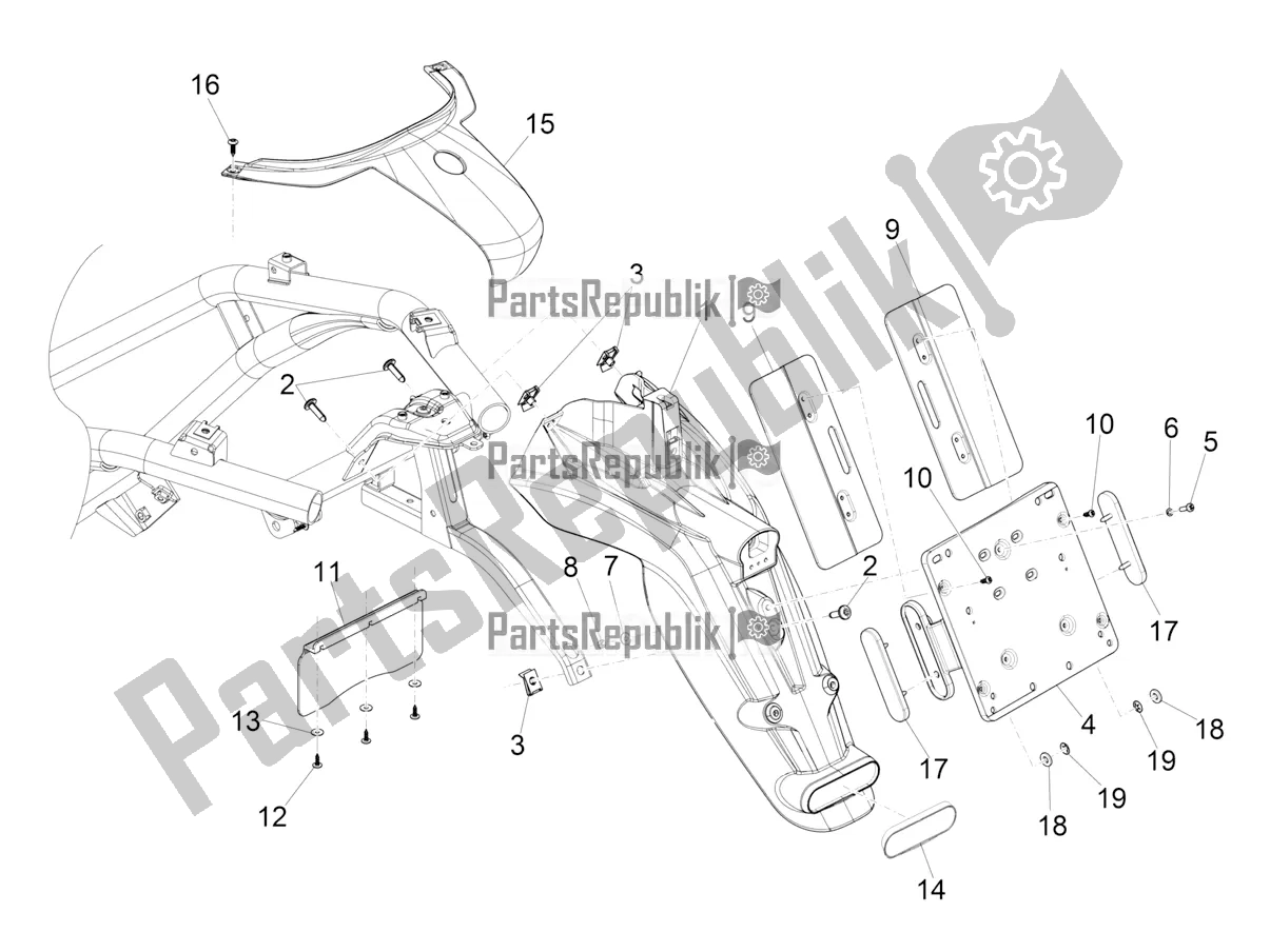 Todas las partes para Cubierta Trasera - Protector Contra Salpicaduras de Piaggio Beverly 300 IE ABS 2016