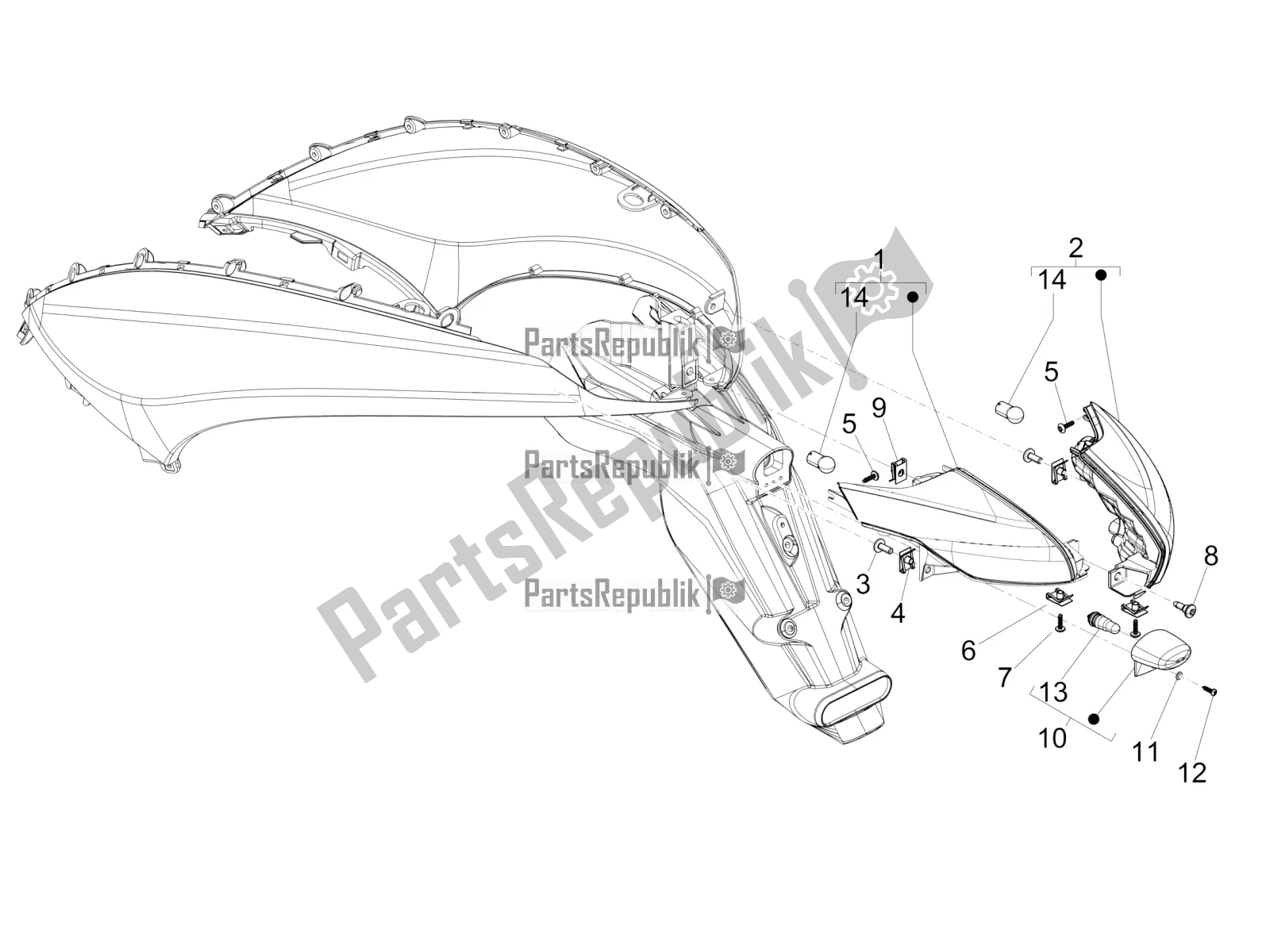 Todas las partes para Faros Traseros - Luces Intermitentes de Piaggio Beverly 300 IE ABS 2016