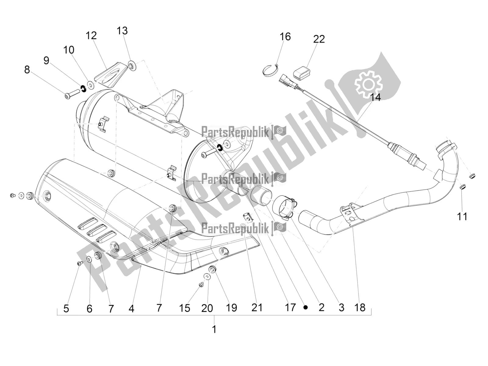 Todas las partes para Silenciador de Piaggio Beverly 300 IE ABS 2016