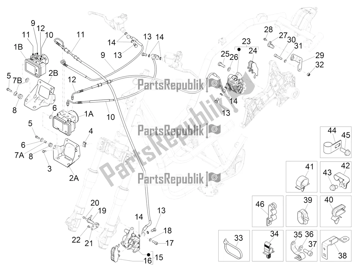 All parts for the Brakes Pipes - Calipers (abs) of the Piaggio Beverly 300 IE ABS 2017