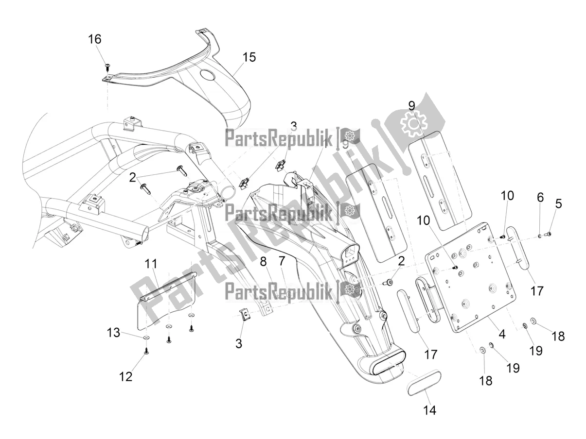 Todas las partes para Cubierta Trasera - Protector Contra Salpicaduras de Piaggio Beverly 300 IE ABS 2017