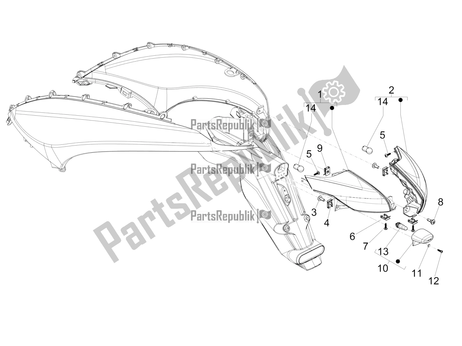 Toutes les pièces pour le Phares Arrière - Clignotants du Piaggio Beverly 300 IE ABS 2017