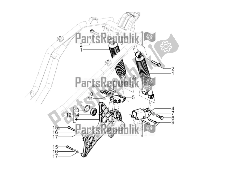 All parts for the Rear Suspension - Shock Absorber/s of the Piaggio Beverly 300 IE ABS 2017