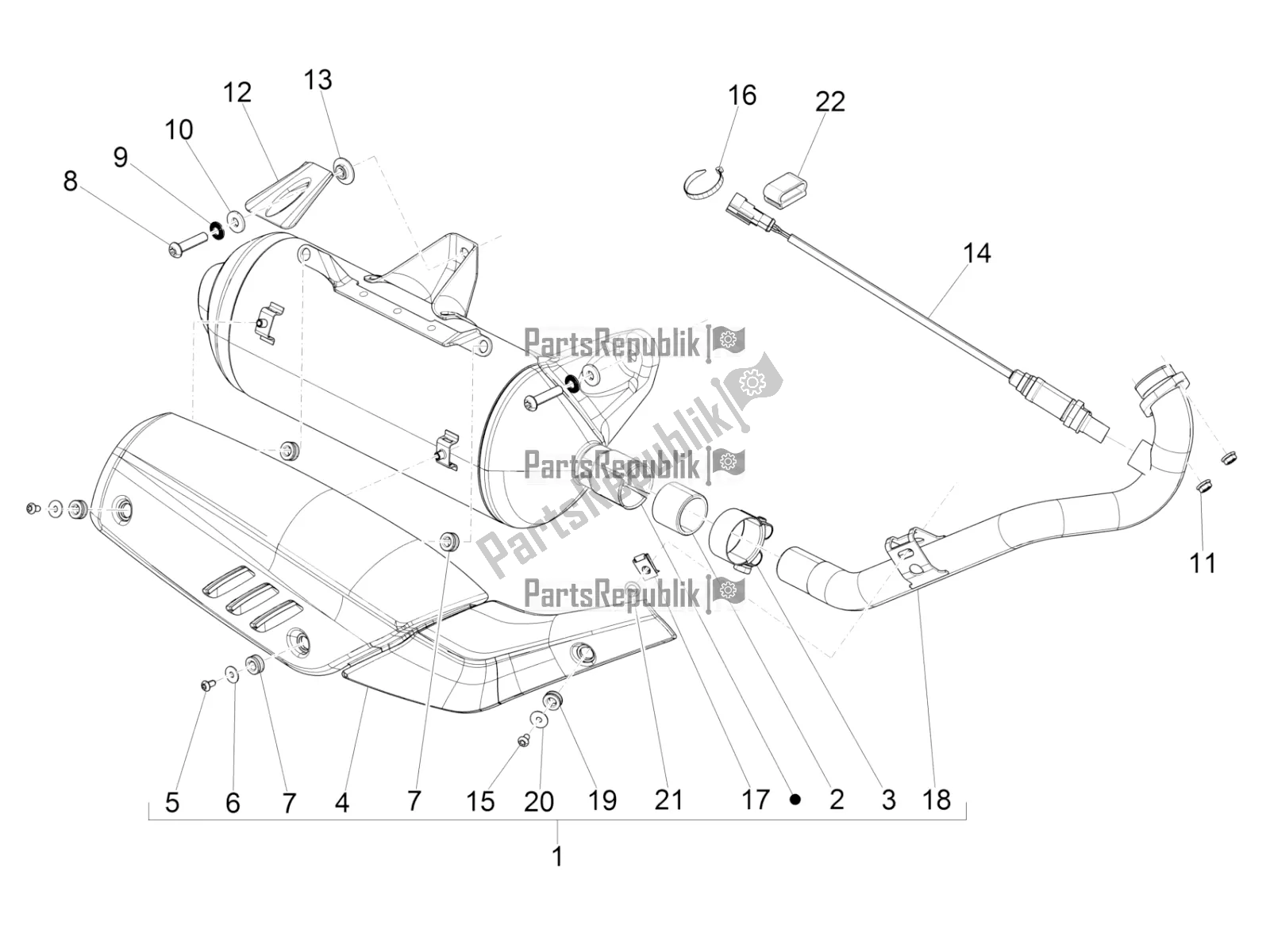 All parts for the Silencer of the Piaggio Beverly 300 IE ABS 2017