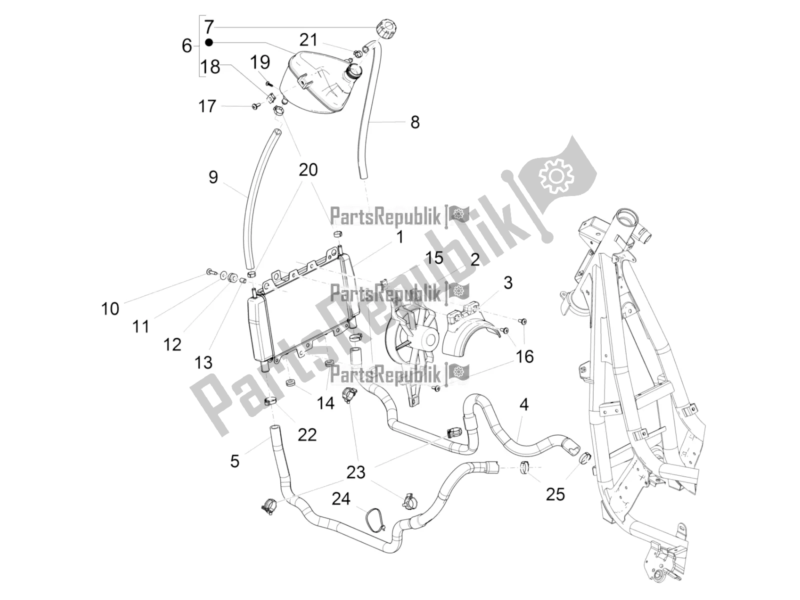 Alle onderdelen voor de Koelsysteem van de Piaggio Beverly 300 IE ABS 2018