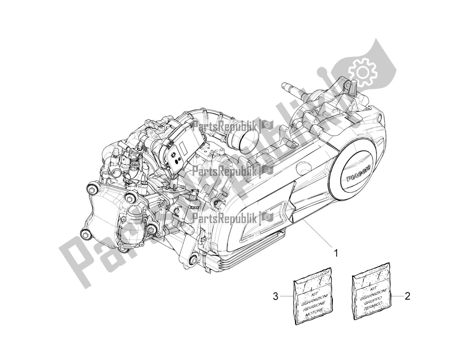 Toutes les pièces pour le Moteur, Assemblage du Piaggio Beverly 300 IE ABS 2018