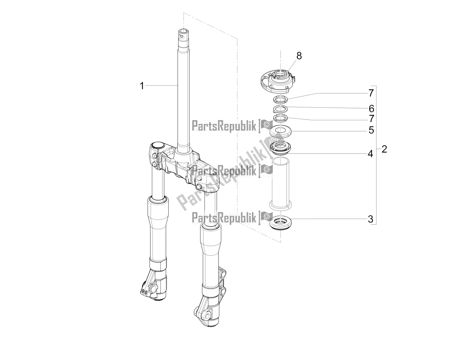 Todas las partes para Horquilla / Tubo De Dirección - Unidad De Rodamiento De Dirección de Piaggio Beverly 300 IE ABS 2018