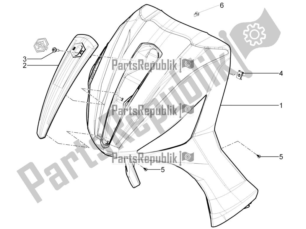 All parts for the Front Shield of the Piaggio Beverly 300 IE ABS 2018