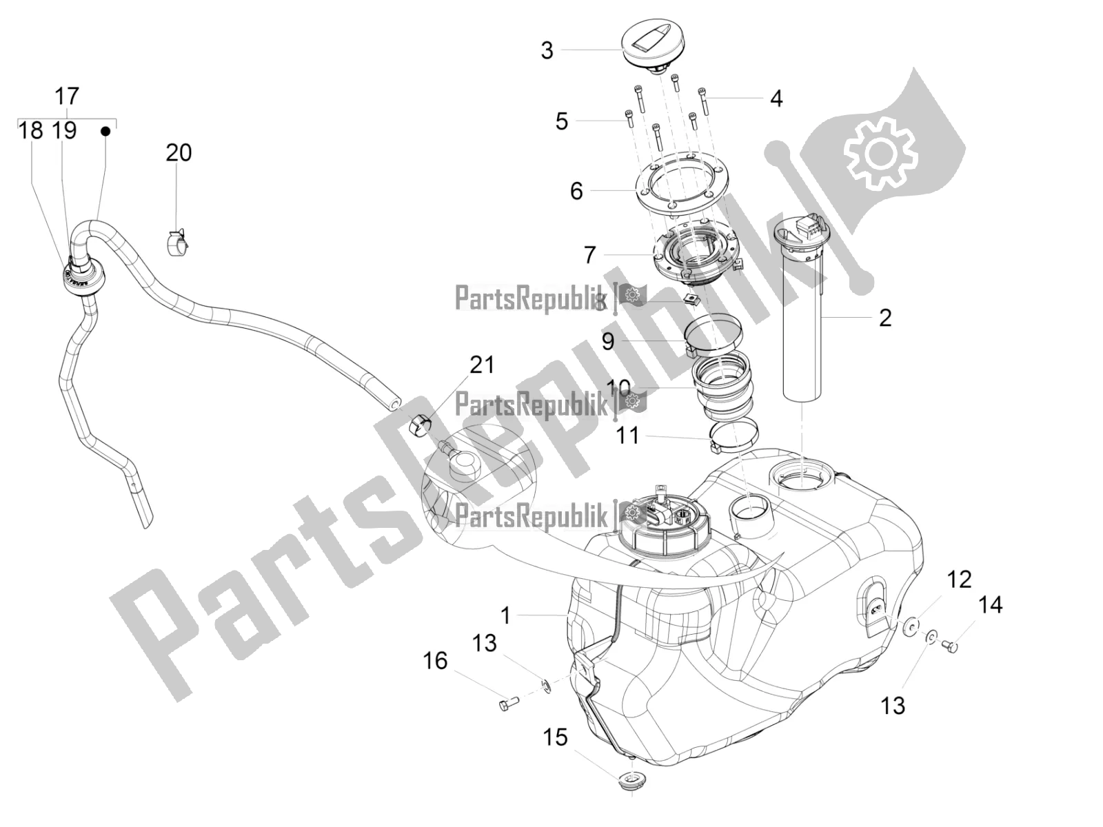 Toutes les pièces pour le Réservoir D'essence du Piaggio Beverly 300 IE ABS 2018