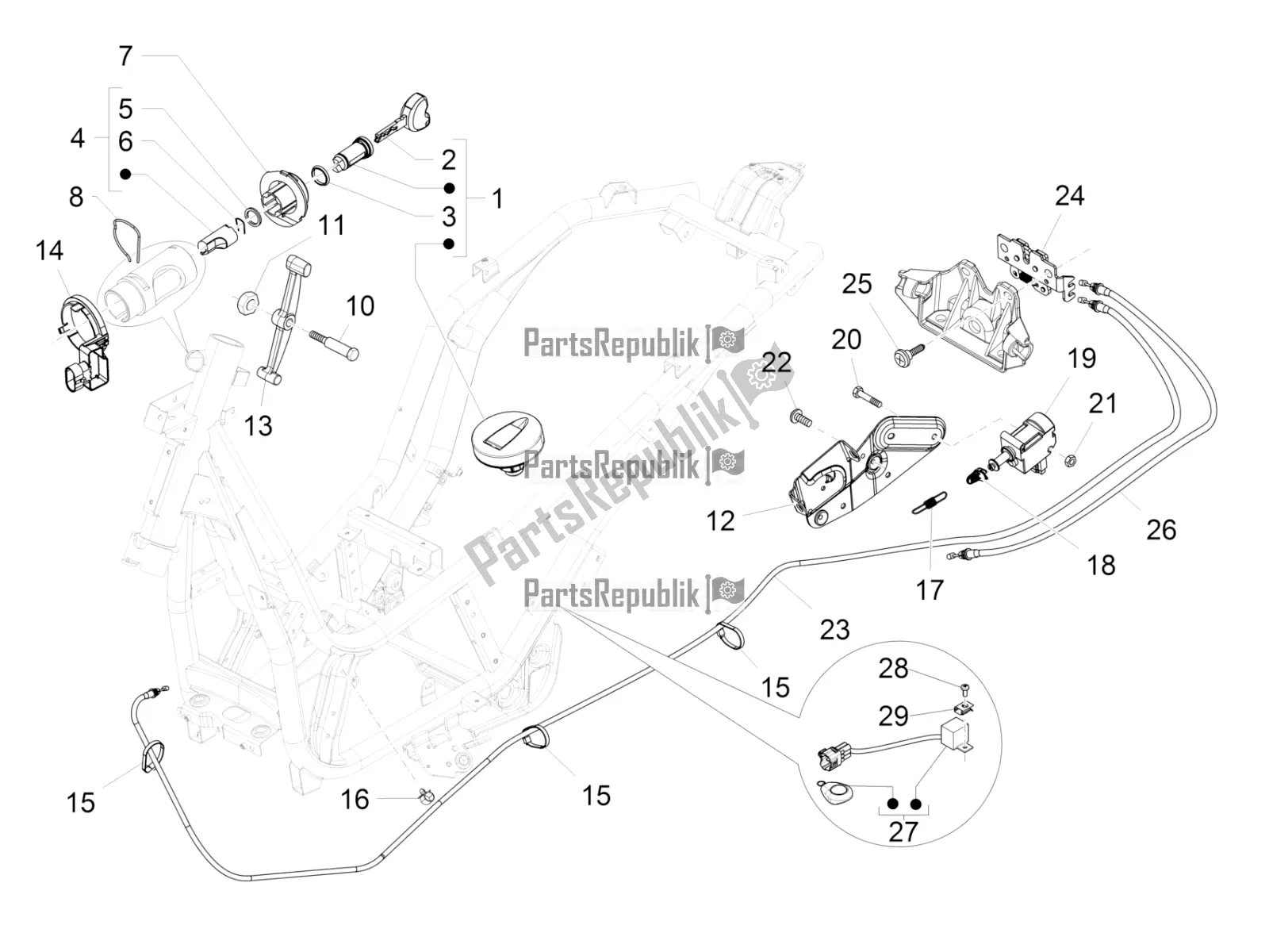 Todas las partes para Cerraduras de Piaggio Beverly 300 IE ABS 2018