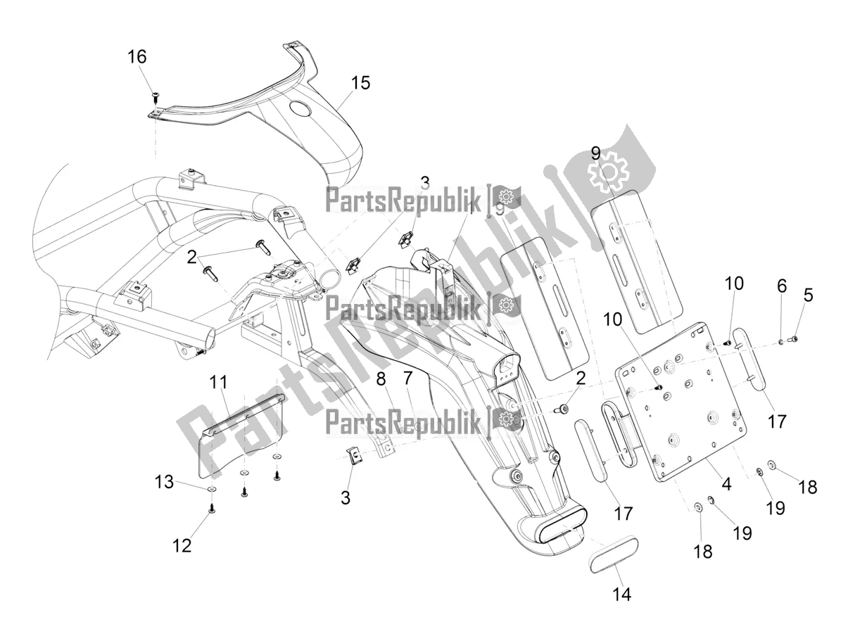 Todas las partes para Cubierta Trasera - Protector Contra Salpicaduras de Piaggio Beverly 300 IE ABS 2018