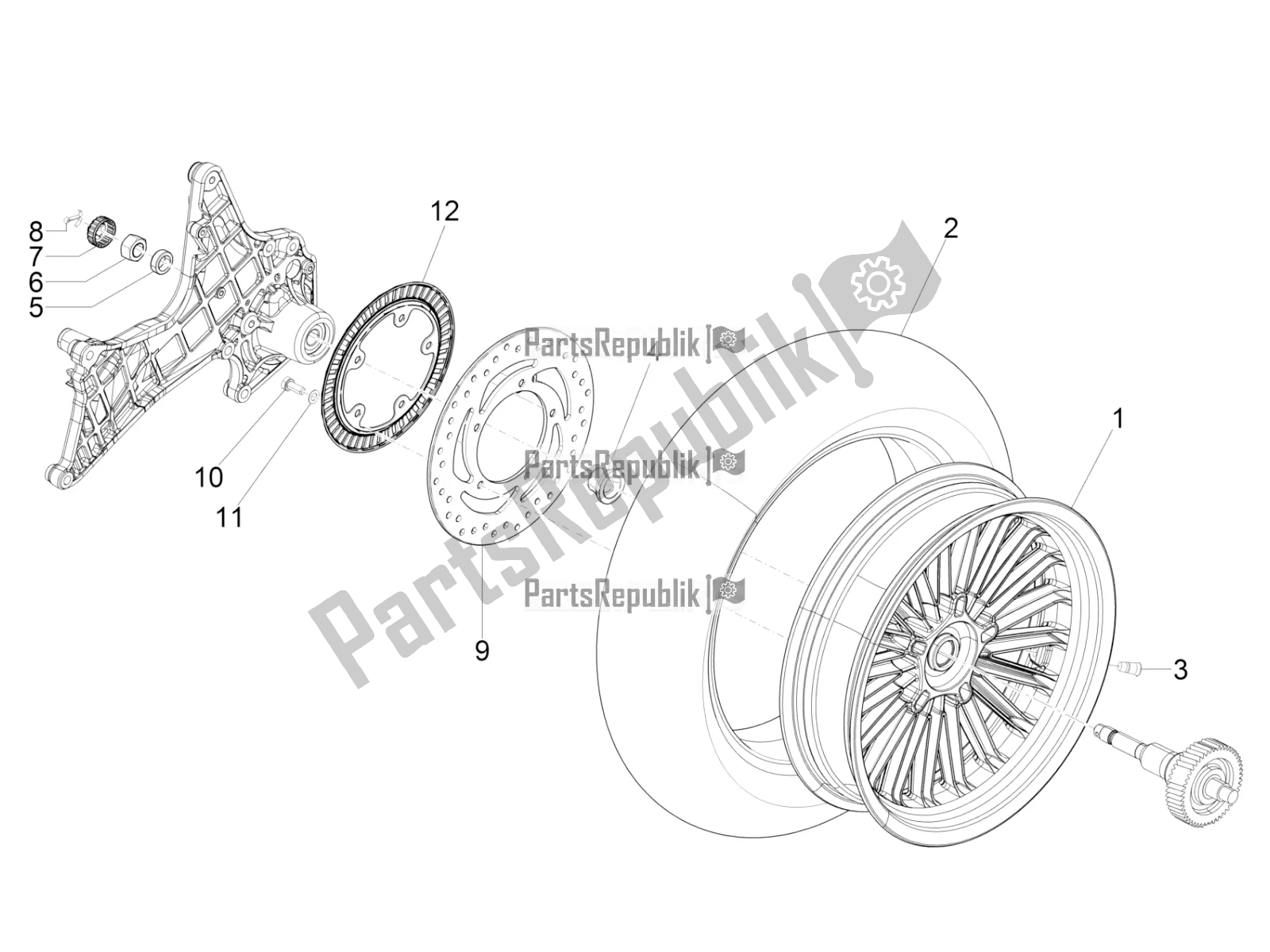 Tutte le parti per il Ruota Posteriore del Piaggio Beverly 300 IE ABS 2018