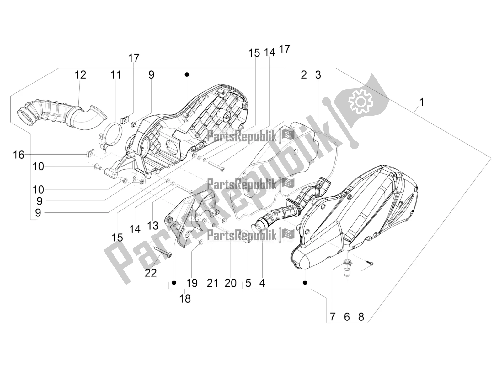 Toutes les pièces pour le Filtre à Air du Piaggio Beverly 300 IE ABS 2019