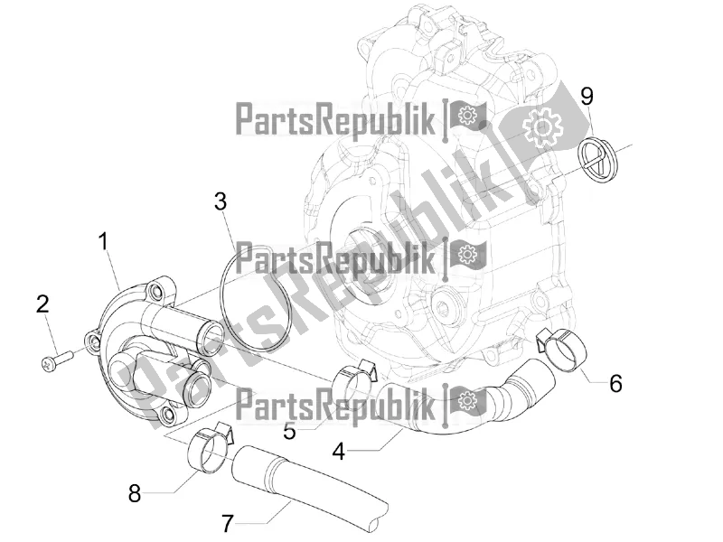 Alle onderdelen voor de Koelere Pomp van de Piaggio Beverly 300 IE ABS 2019