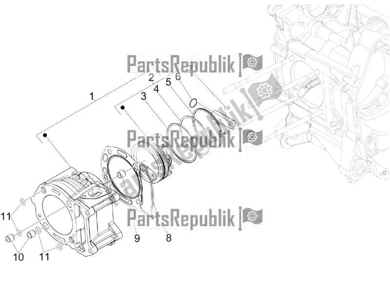 All parts for the Cylinder-piston-wrist Pin Unit of the Piaggio Beverly 300 IE ABS 2019