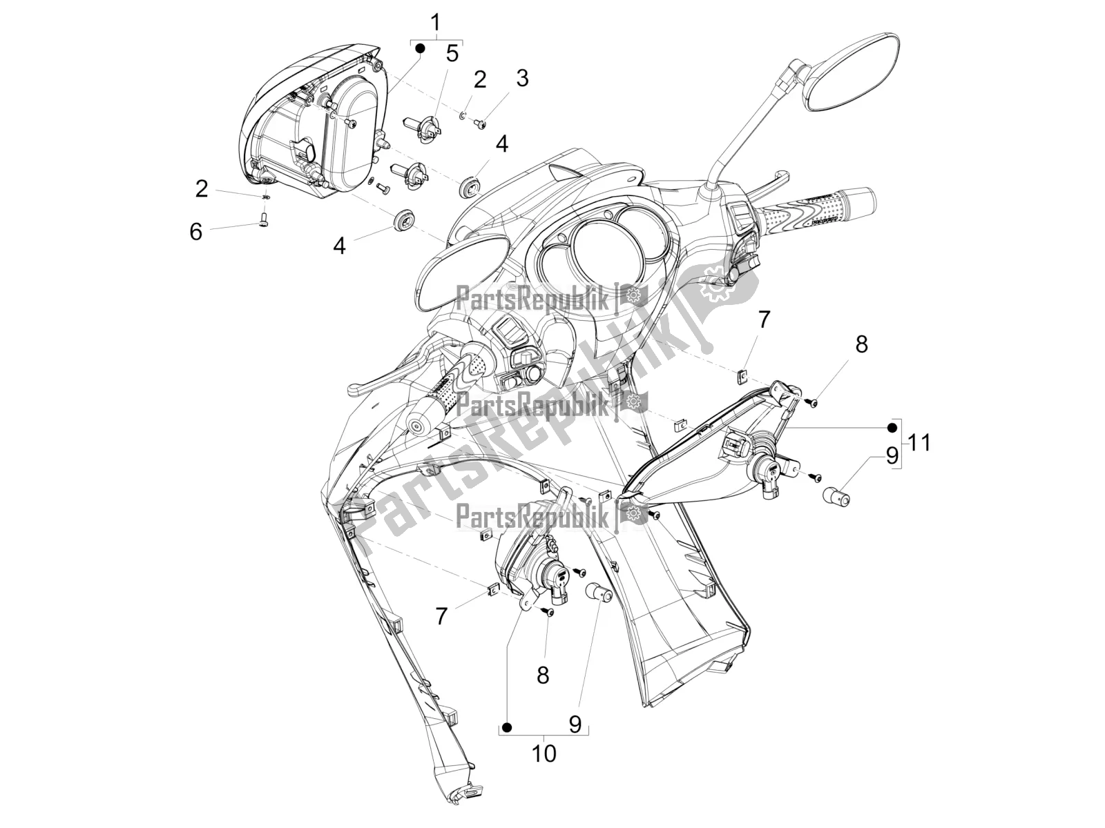 All parts for the Front Headlamps - Turn Signal Lamps of the Piaggio Beverly 300 IE ABS 2019