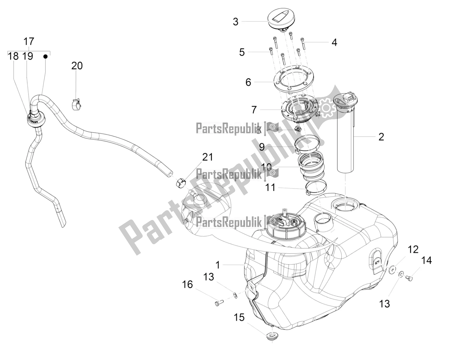 Todas las partes para Depósito De Combustible de Piaggio Beverly 300 IE ABS 2019