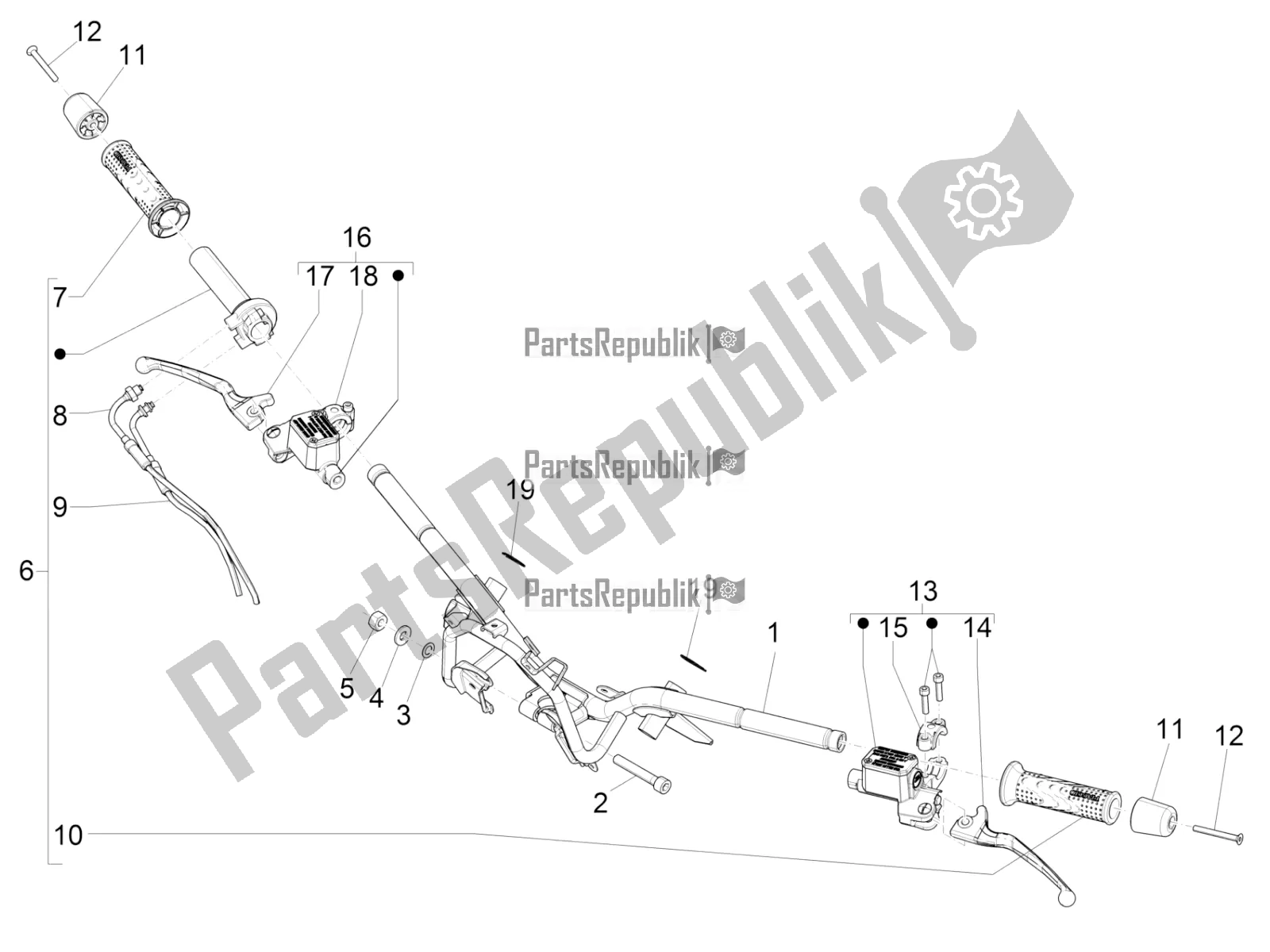 Todas las partes para Manillar - Master Cil. De Piaggio Beverly 300 IE ABS 2019