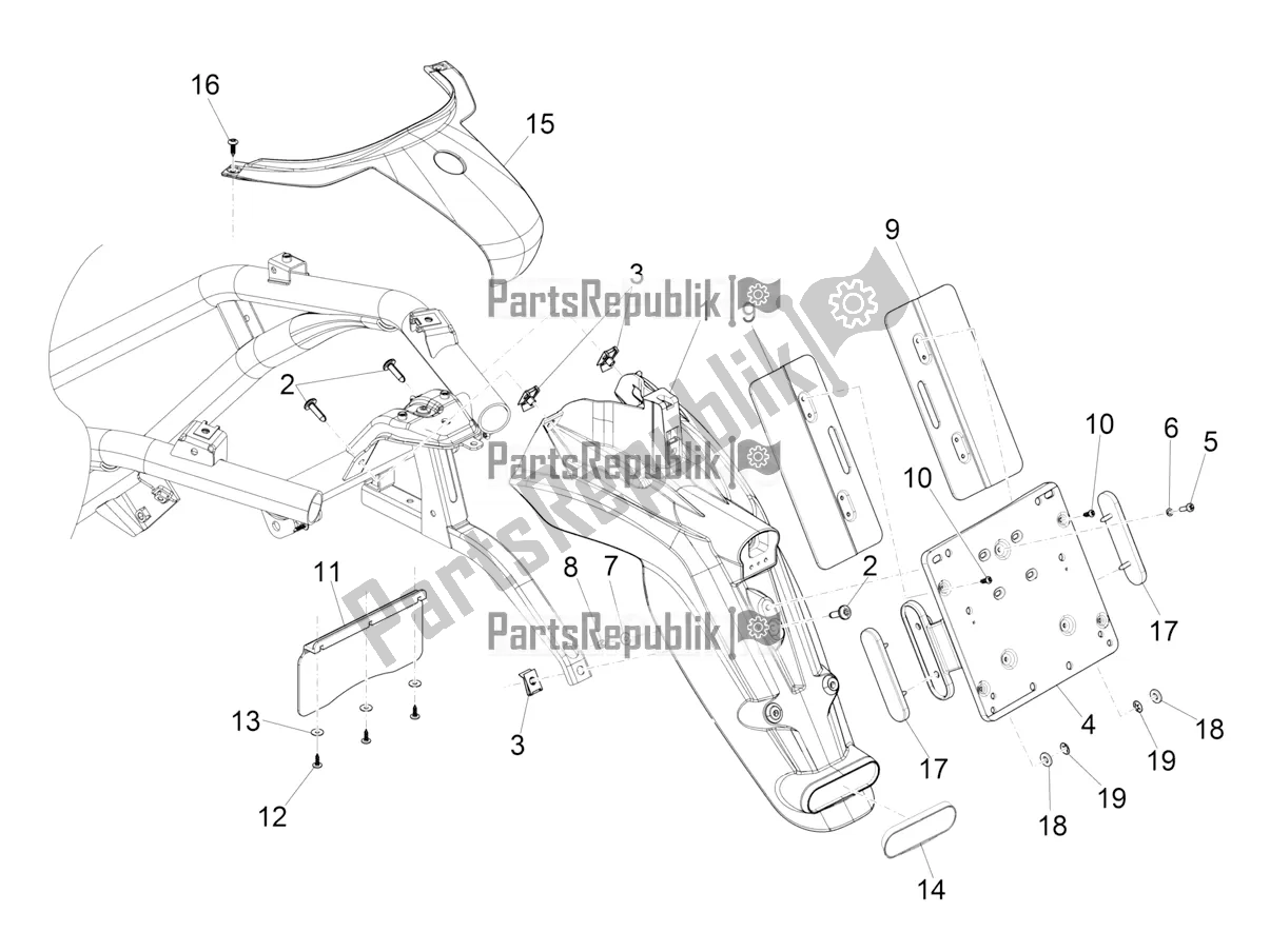 Toutes les pièces pour le Capot Arrière - Protection Contre Les éclaboussures du Piaggio Beverly 300 IE ABS 2019
