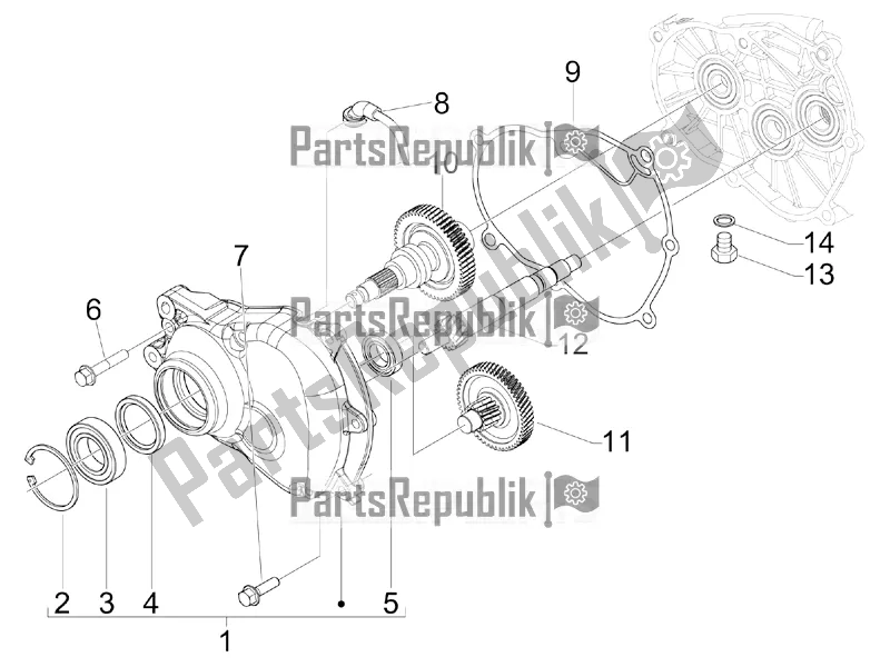All parts for the Reduction Unit of the Piaggio Beverly 300 IE ABS 2019