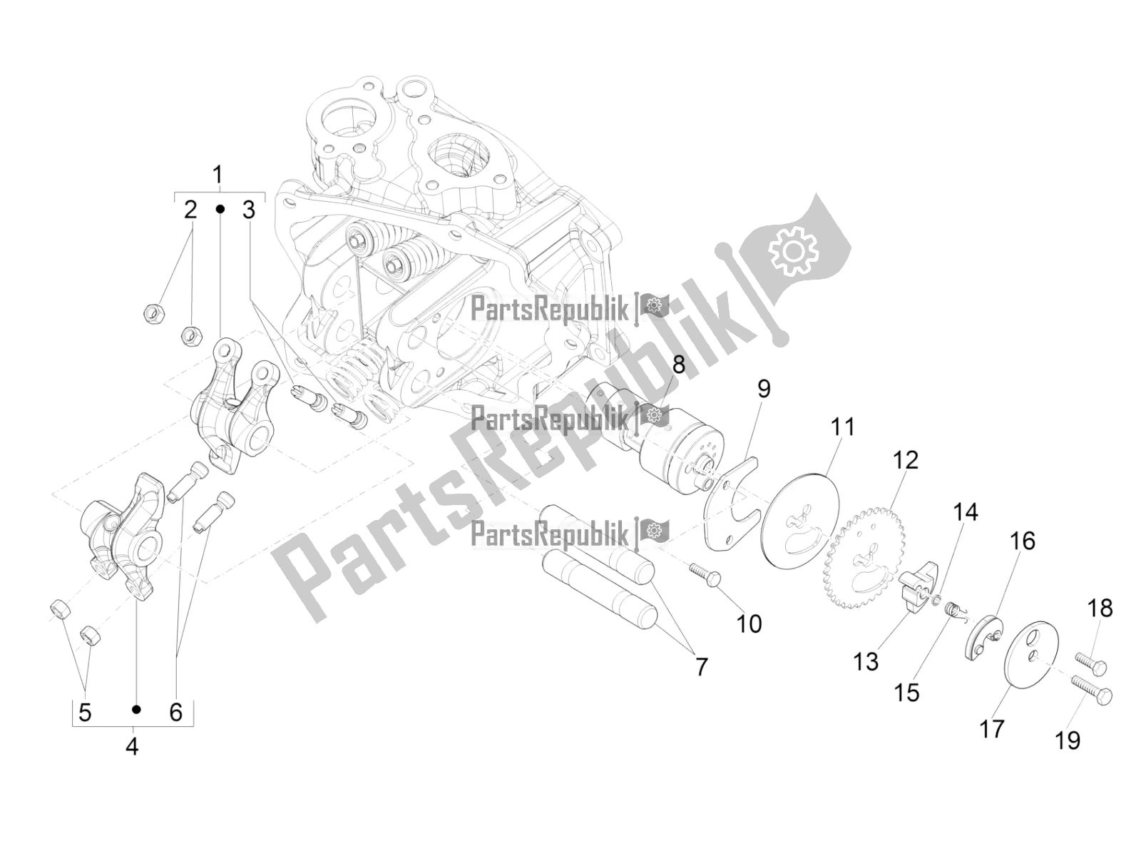 Toutes les pièces pour le Leviers à Bascule Support Unité du Piaggio Beverly 300 IE ABS 2019