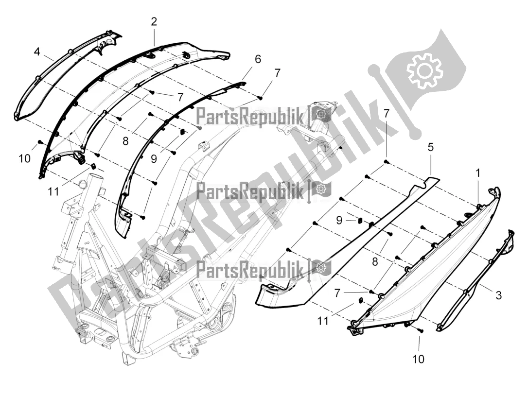 Toutes les pièces pour le Couvercle Latéral - Spoiler du Piaggio Beverly 300 IE ABS 2019