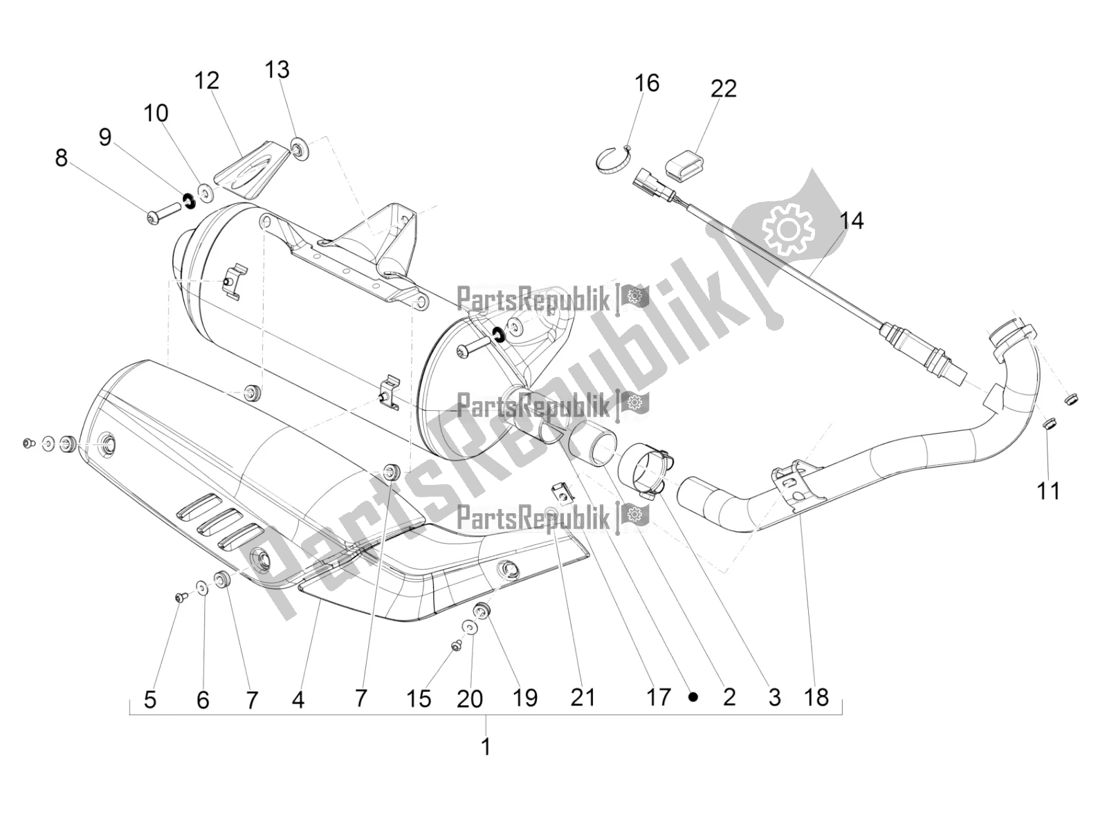All parts for the Silencer of the Piaggio Beverly 300 IE ABS 2019