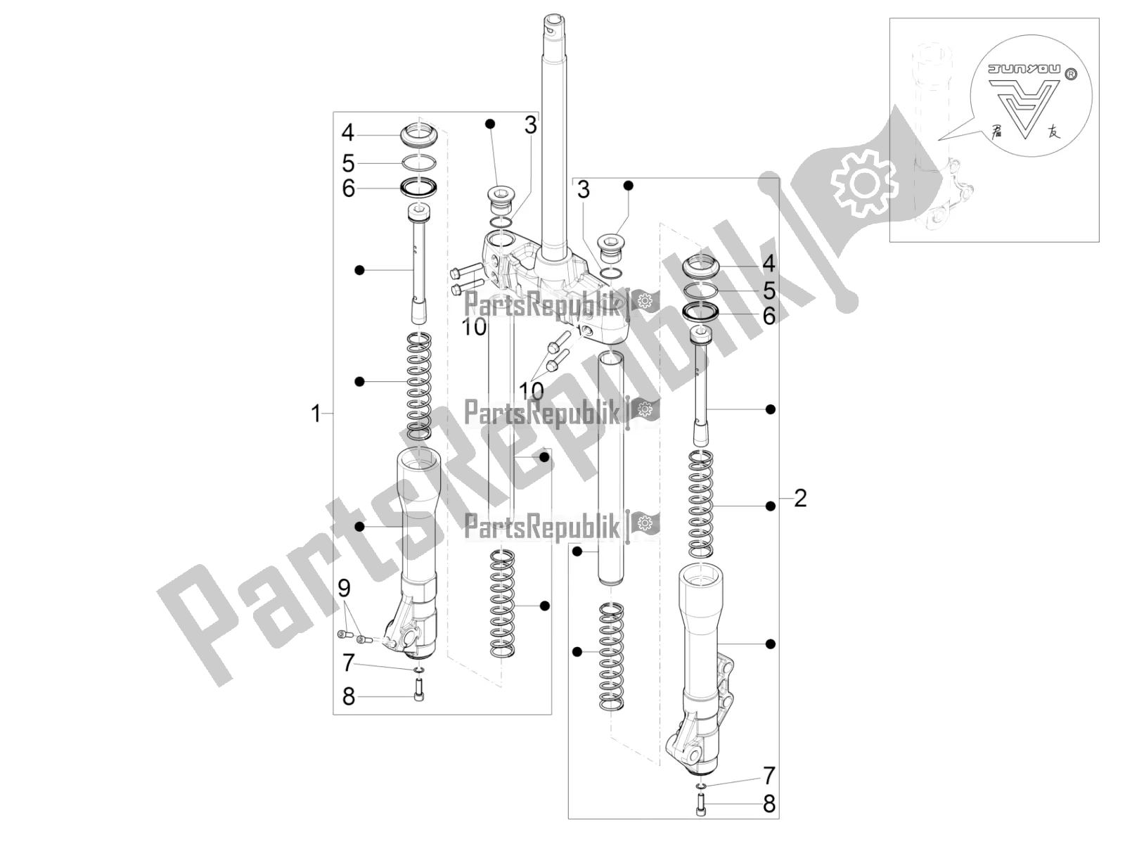 Todas las partes para Componentes De La Horquilla (mingxing) de Piaggio Beverly 300 IE ABS 2020