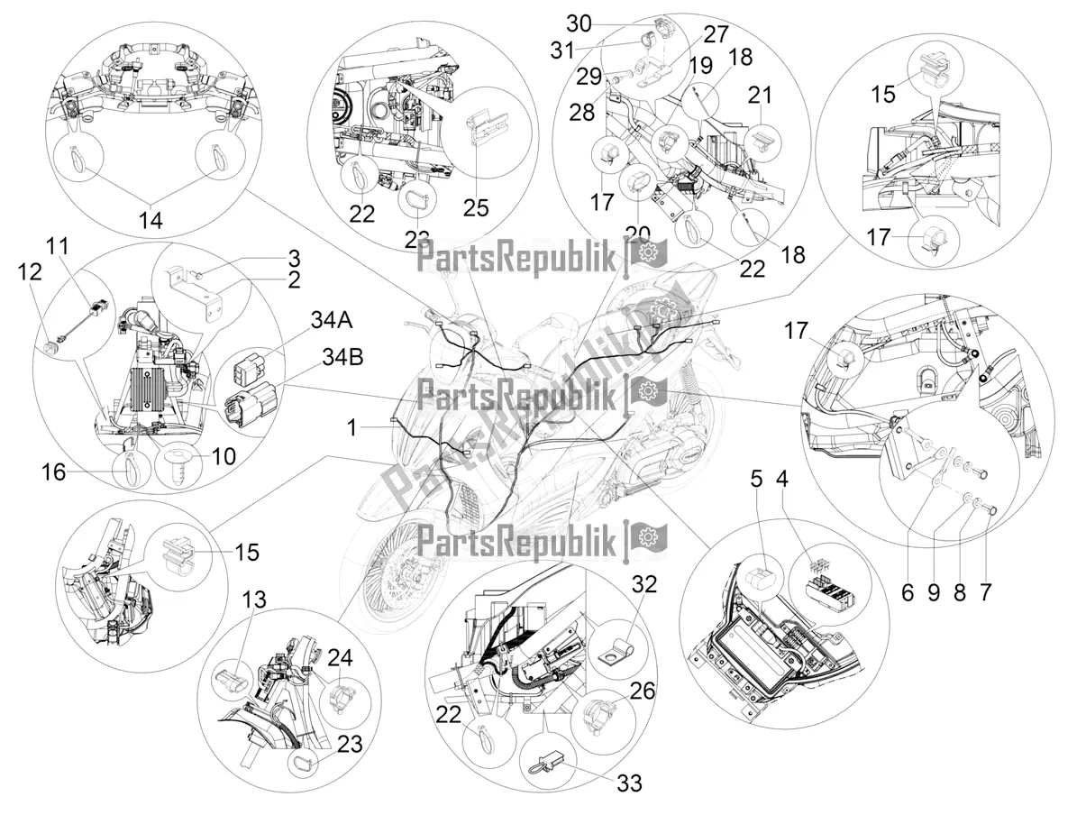 Todas las partes para Mazo De Cables Principal de Piaggio Beverly 300 IE ABS 2020