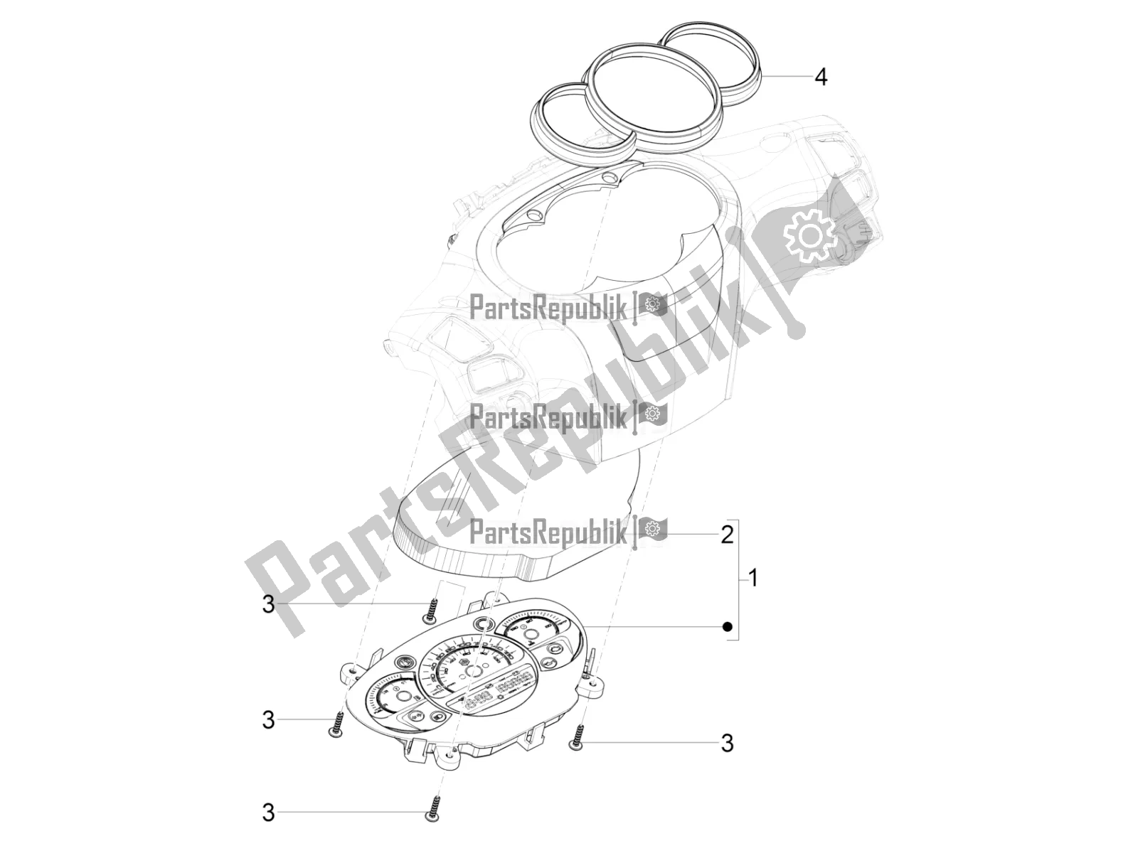 Todas las partes para Combinación De Medidor - Cruscotto de Piaggio Beverly 300 IE ABS 2020