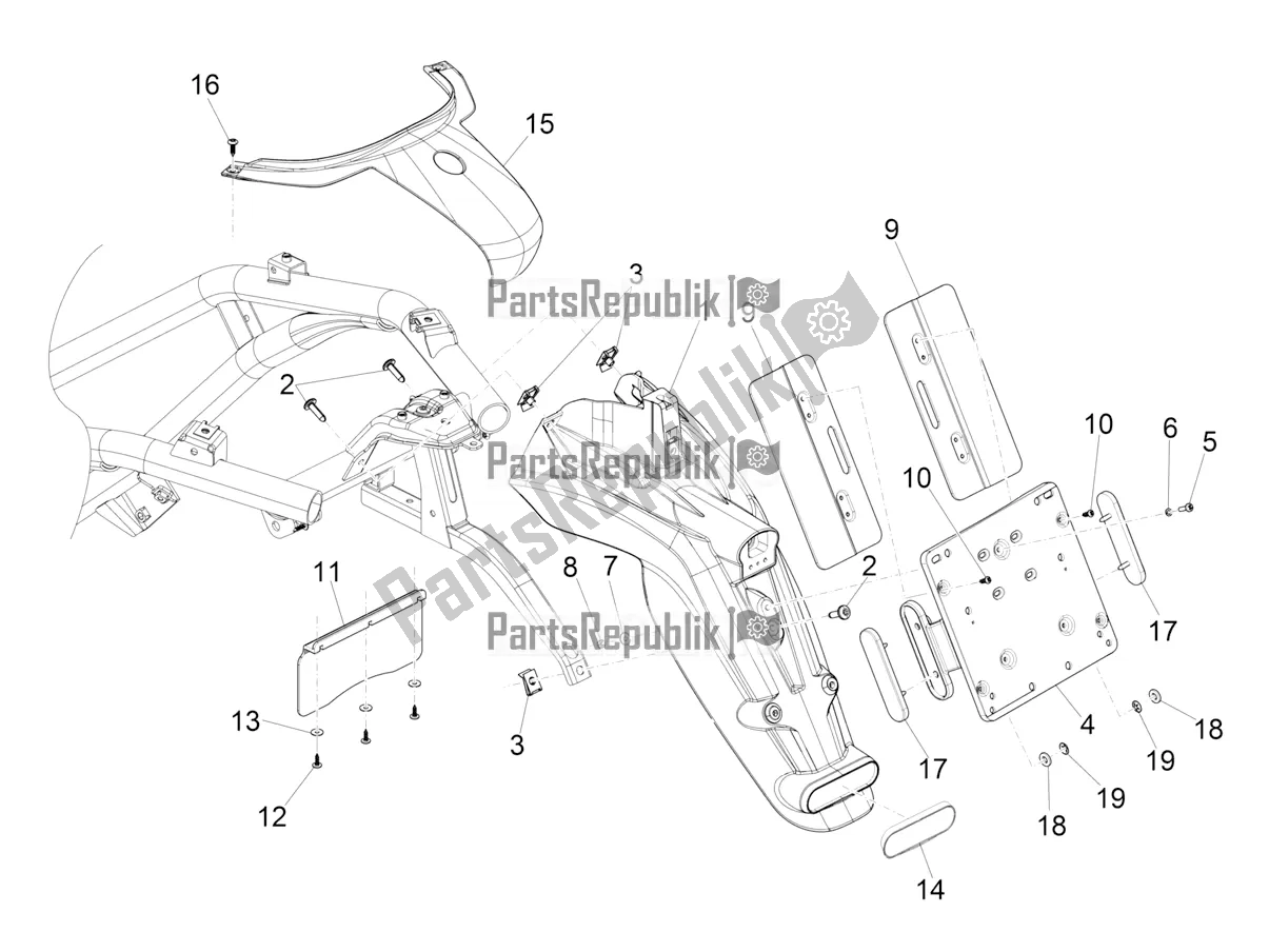 Todas las partes para Cubierta Trasera - Protector Contra Salpicaduras de Piaggio Beverly 300 IE ABS 2020