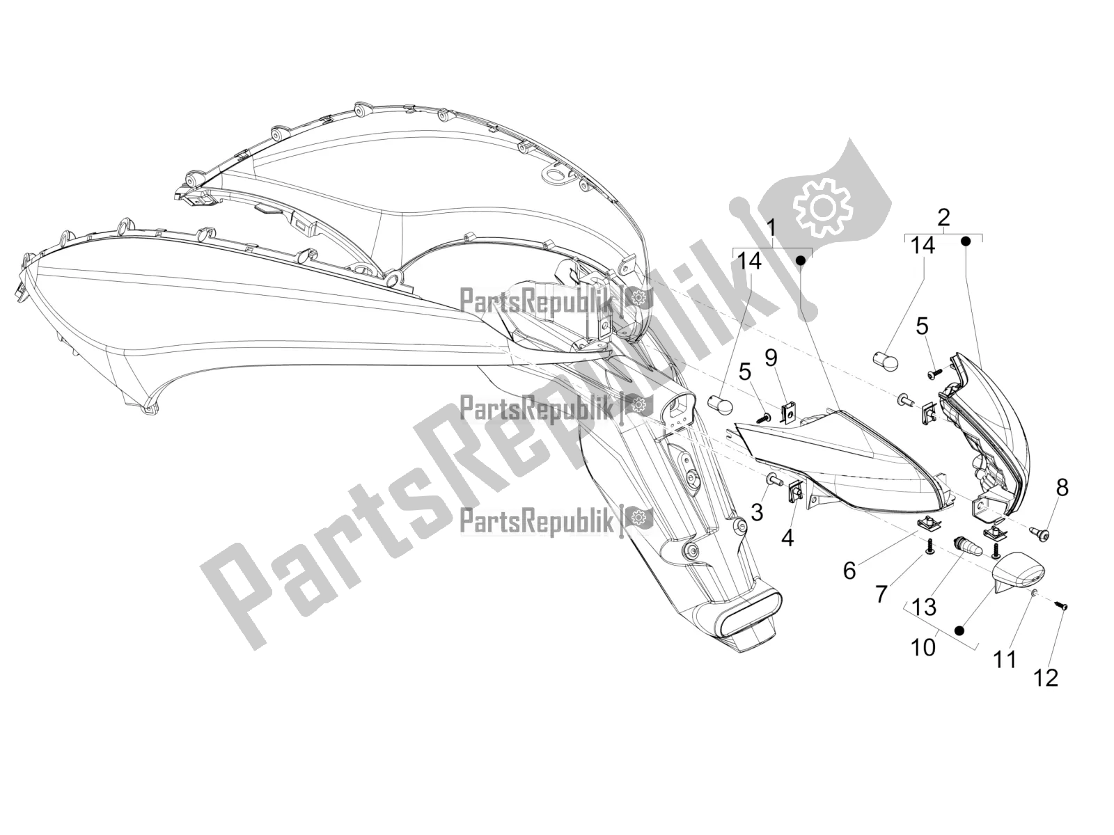 Todas las partes para Faros Traseros - Luces Intermitentes de Piaggio Beverly 300 IE ABS 2020