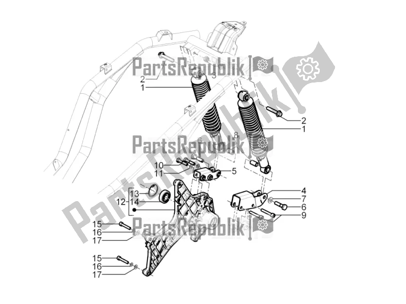 Todas las partes para Suspensión Trasera - Amortiguador / S de Piaggio Beverly 300 IE ABS 2020