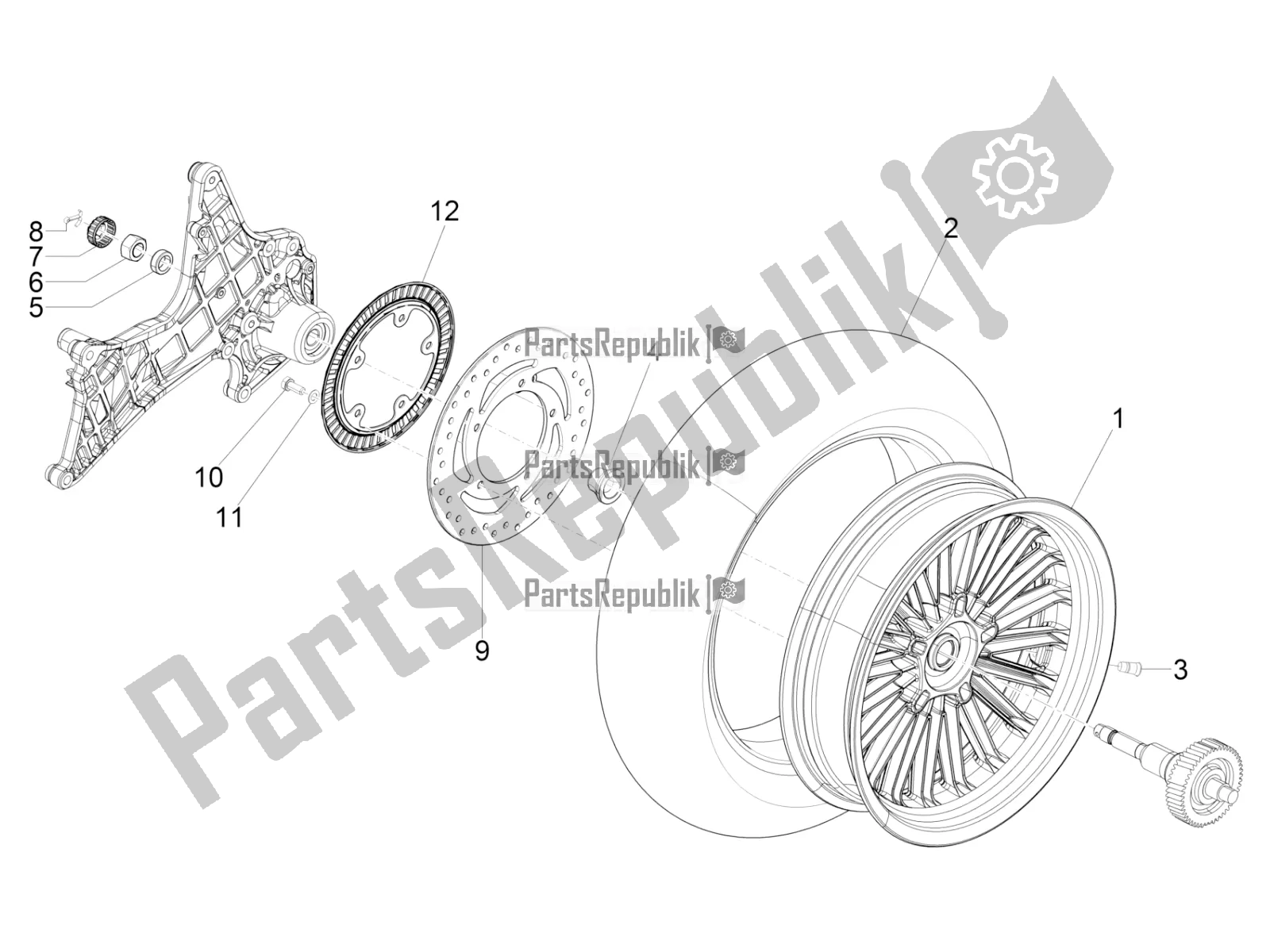 Todas las partes para Rueda Trasera de Piaggio Beverly 300 IE ABS 2020