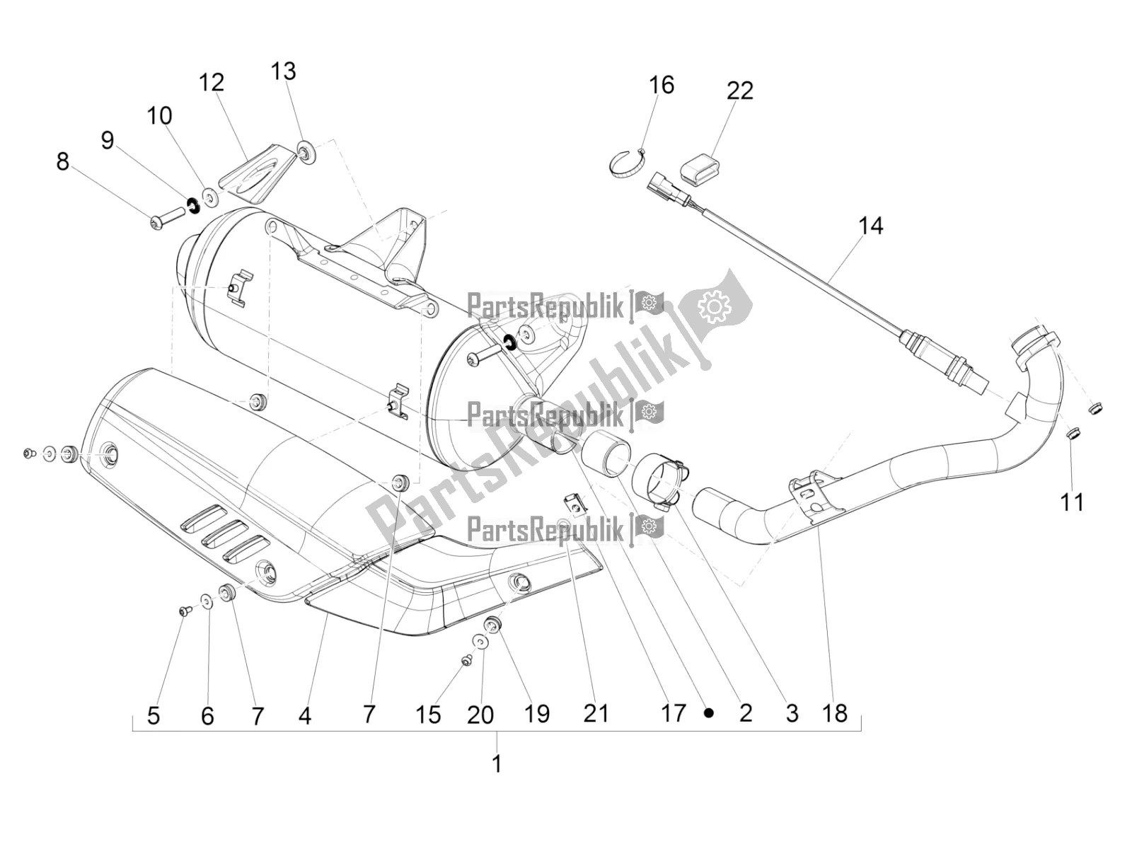 Tutte le parti per il Silenziatore del Piaggio Beverly 300 IE ABS 2020