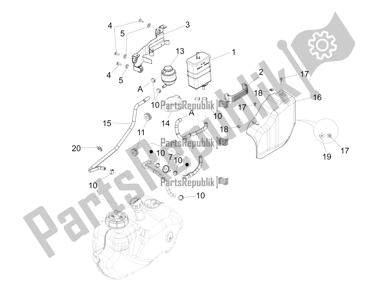 Todas las partes para Sistema Antipercolación de Piaggio Beverly 300 IE ABS Apac 2019