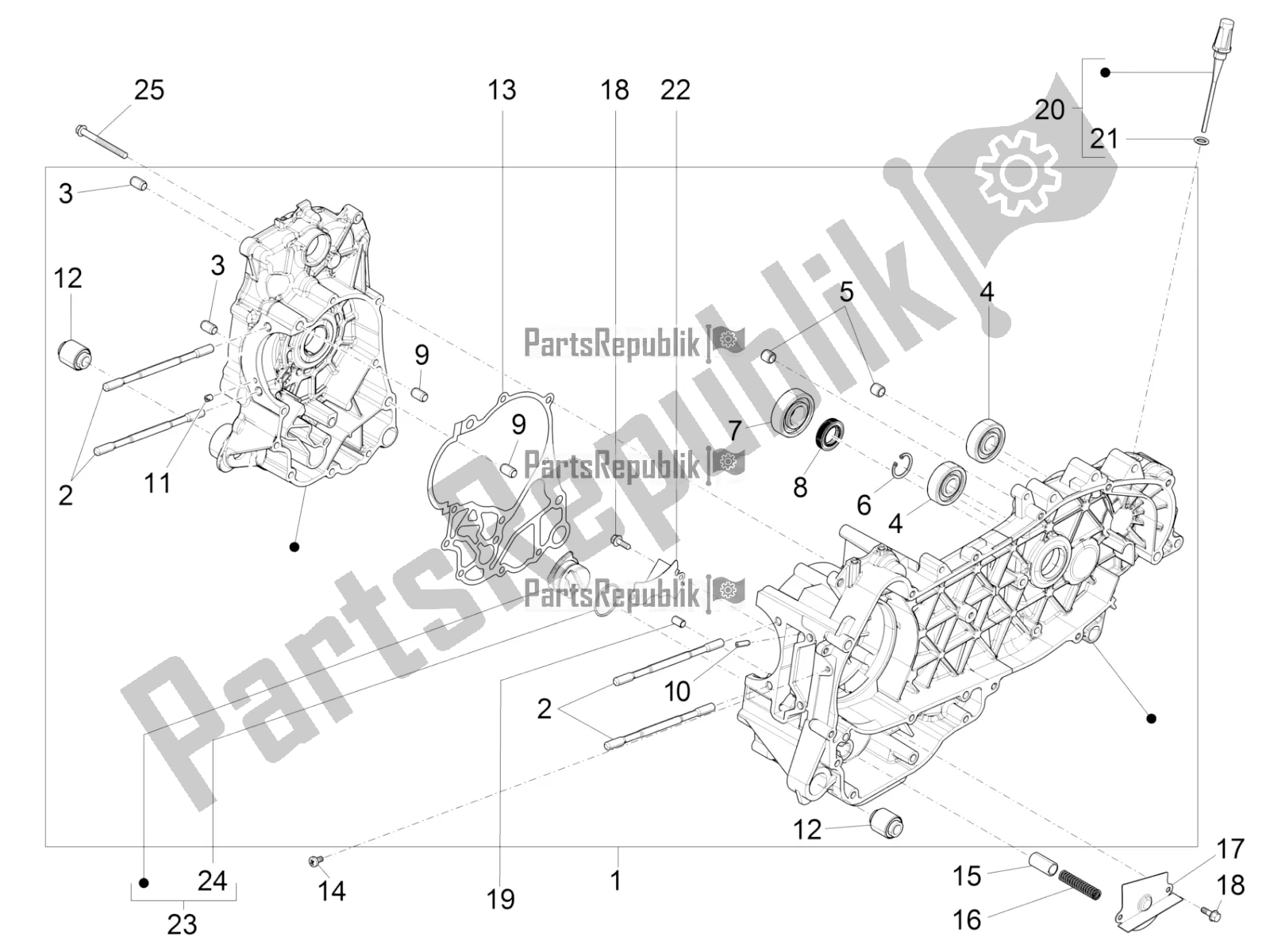 Todas las partes para Caja Del Cigüeñal de Piaggio Beverly 300 IE ABS Apac 2019