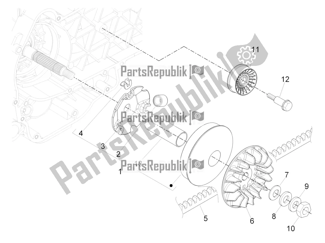 All parts for the Driving Pulley of the Piaggio Beverly 300 IE ABS Apac 2019