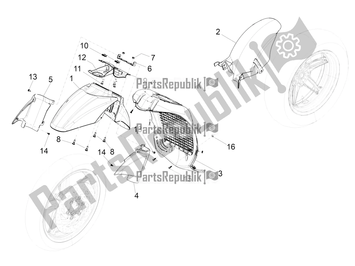 Todas las partes para Carcasa De La Rueda - Guardabarros de Piaggio Beverly 300 IE ABS Apac 2019