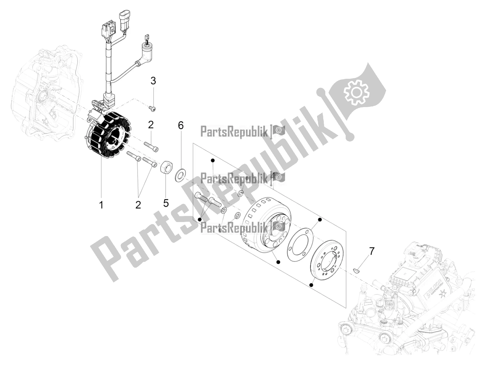 All parts for the Flywheel Magneto of the Piaggio Beverly 300 IE ABS Apac 2020