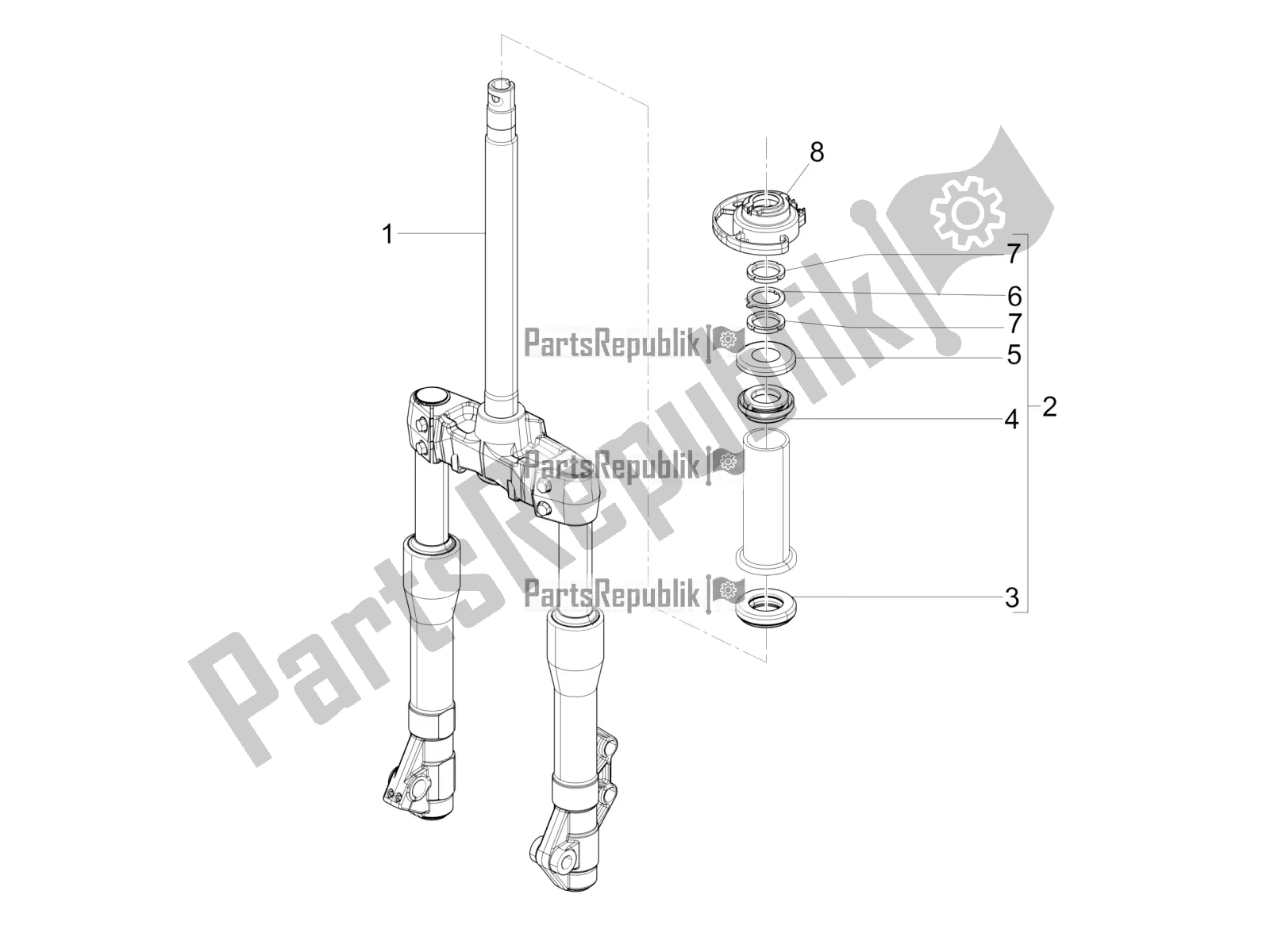 Todas las partes para Horquilla / Tubo De Dirección - Unidad De Rodamiento De Dirección de Piaggio Beverly 300 IE ABS Apac 2020