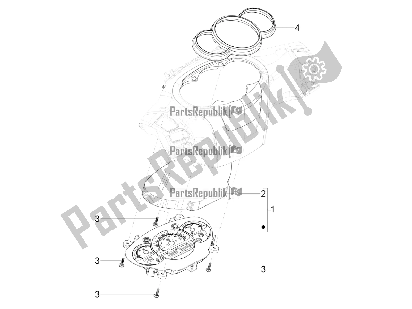 Toutes les pièces pour le Combinaison De Compteurs - Cruscotto du Piaggio Beverly 300 IE ABS Apac 2020