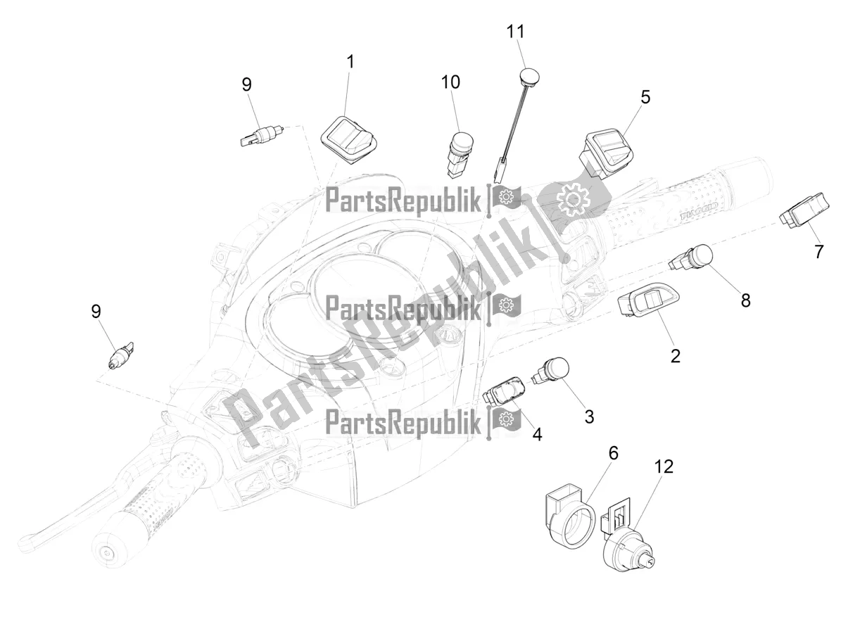 Todas las partes para Selectores - Interruptores - Botones de Piaggio Beverly 300 IE ABS Apac 2020