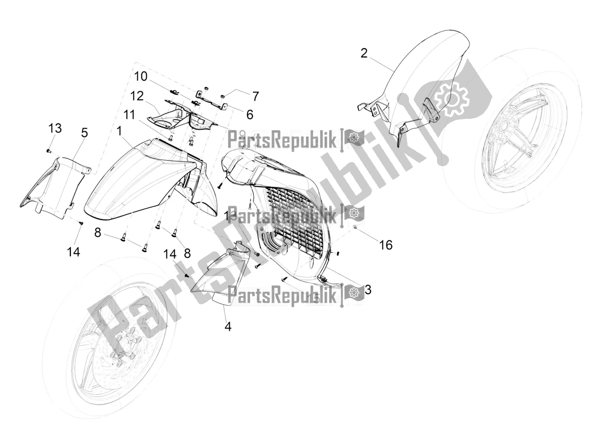 Toutes les pièces pour le Logement De Roue - Garde-boue du Piaggio Beverly 300 IE ABS Apac 2020