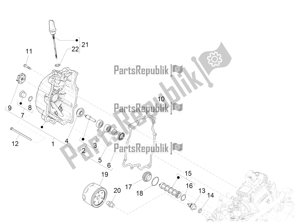 Todas las partes para Cubierta Del Volante Magneto - Filtro De Aceite de Piaggio Beverly 300 IE HPE ABS 2021